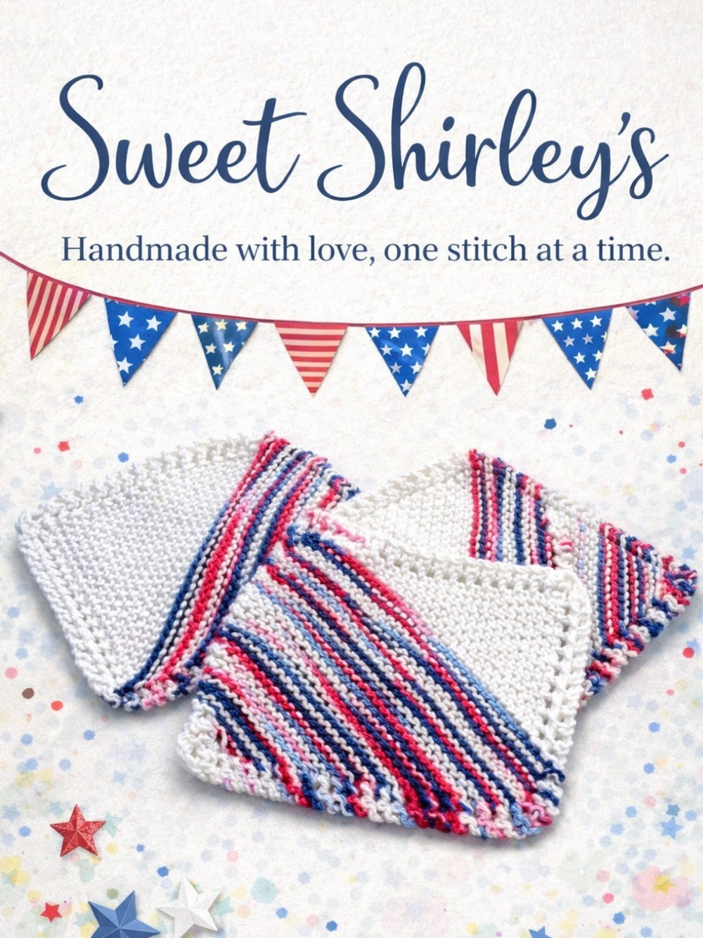 Bundle of 3 Sweet Shirley’s “American Stripe” Dishcloth